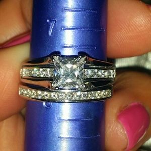 Cubic zirconia wedding set.